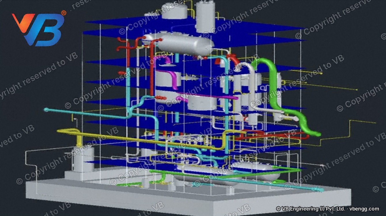 VB 3D model of a multi-level process structure built from a laser scan
