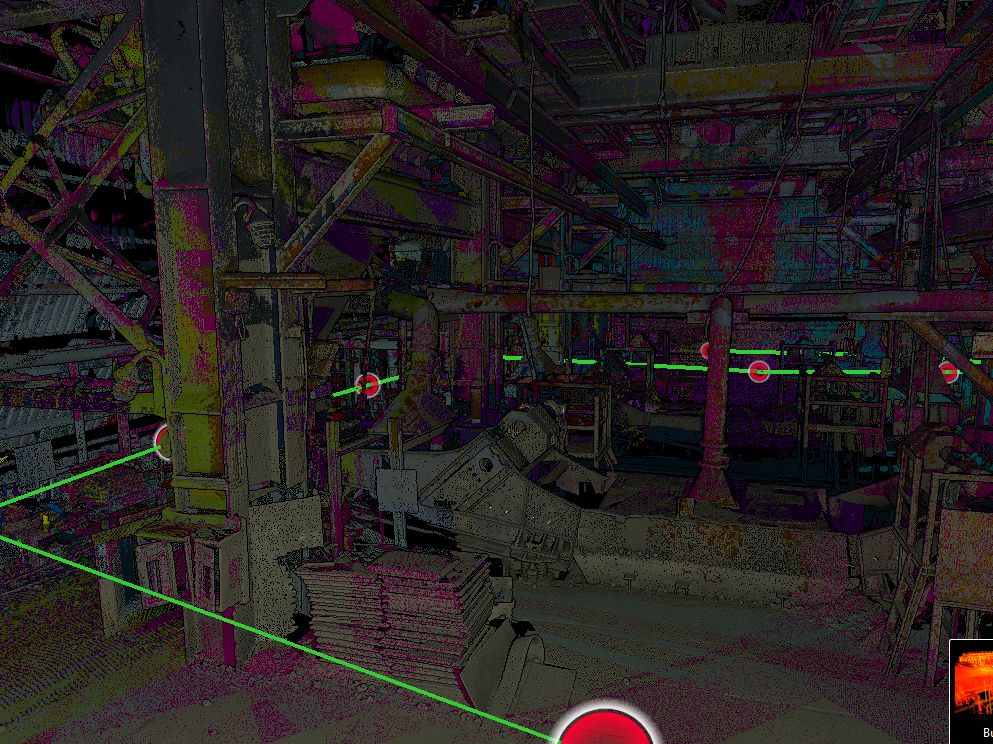 True-colour laser point cloud of a plant interior used to build the spatial layer of a Wistwin twin